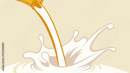 Creamy liquid pouring and splashing