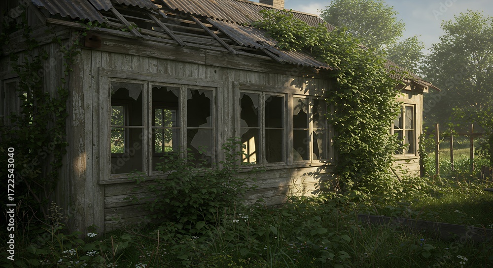 Obraz premium Abandoned wooden house exterior