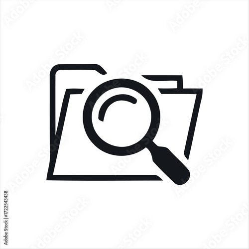This single search icon features a minimalistic magnifying glass design in solid black. Its straightforward style makes it an ideal choice for representing the search function in digital products. The