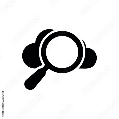 This single search icon features a minimalistic magnifying glass design in solid black. Its straightforward style makes it an ideal choice for representing the search function in digital products. The