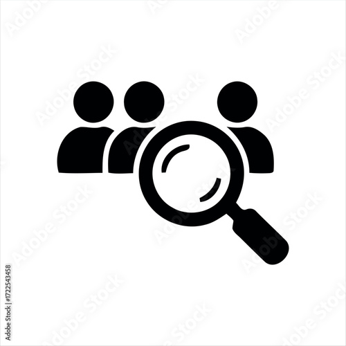 This single search icon features a minimalistic magnifying glass design in solid black. Its straightforward style makes it an ideal choice for representing the search function in digital products. The
