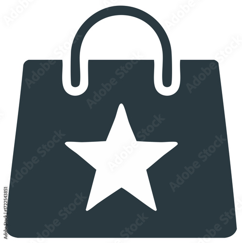 Shopping bag with star icon for favorite items, best choice, and retail loyalty program