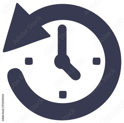 Clockwise Arrow Circle with Time Icon for Timing or Rotation Concept