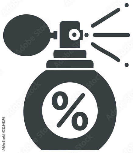 Discount Promotion Concept of Perfume Spray with Percentage Symbol Icon