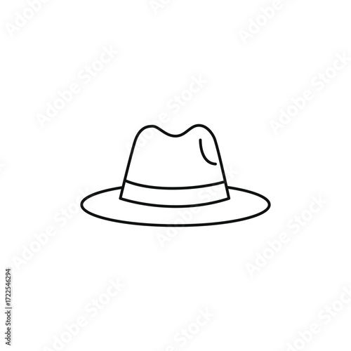 Farmer Straw Hat Line Art Icon