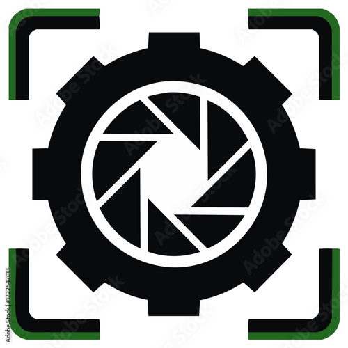 Mechanical Camera Aperture Symbol with Focus Frame Technology Concept