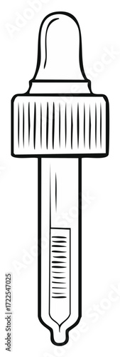 Simple line art illustration of a glass eye dropper or pipette with liquid for science or beauty