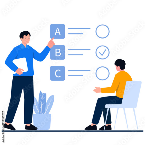 Teacher pointing to checklist with student