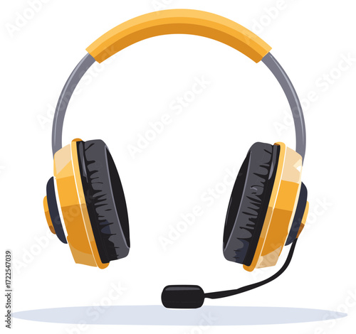 Stylish Yellow Headset with Microphone for Gaming Communication or Online Learning