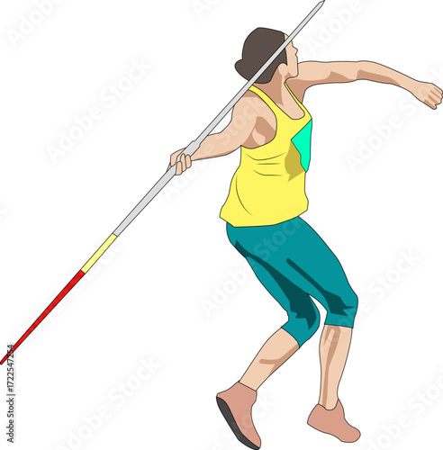 Female Javelin Thrower in Action