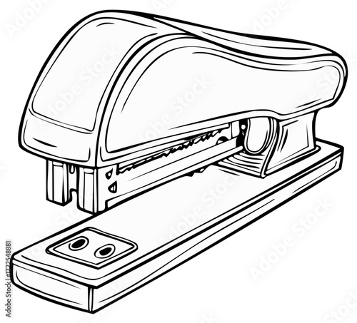 Line art illustration of an office supply stapler.