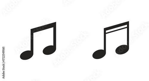 Simple black musical notes displayed on a clean white background