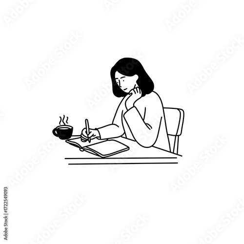 illustration of a woman writing