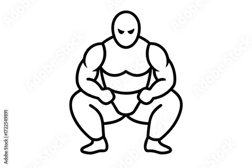 line art Weightlifter squat silhouette vector isolated on white background