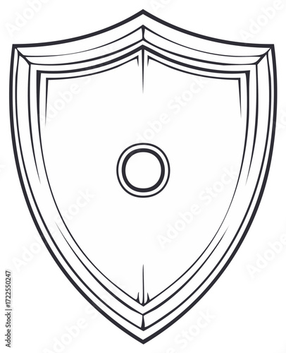 Classic Medieval Shield with Central Emblem and Layered Borders
