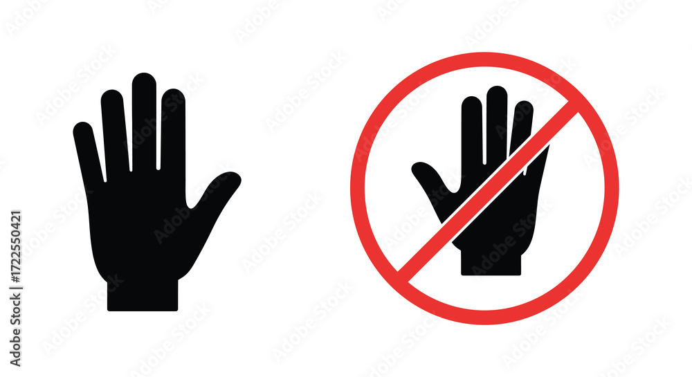 Obraz premium Do not touch A warning sign depicting a hand with a prohibition symbol