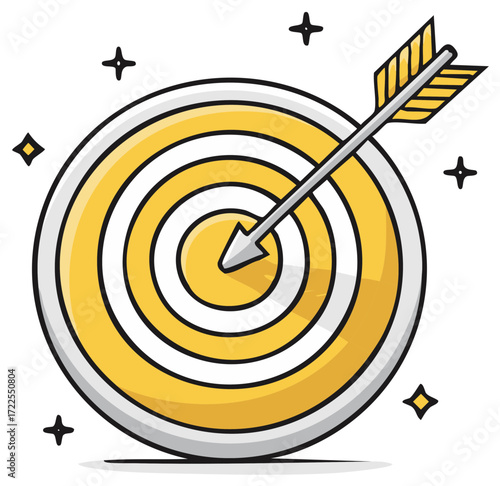 Arrow hitting the bullseye target success concept business illustration