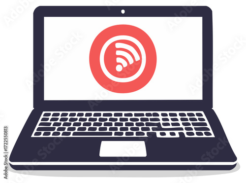 Illustration of a Laptop with Wireless Internet Connection Symbol Displayed
