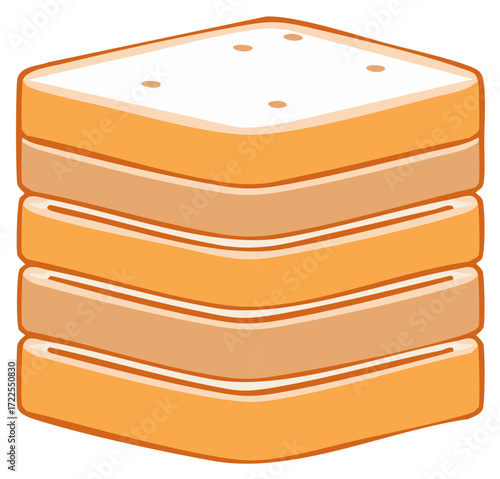 Stack of four toasted bread slices with white topping and dark dots