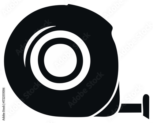 Tape measure tool icon in black and white