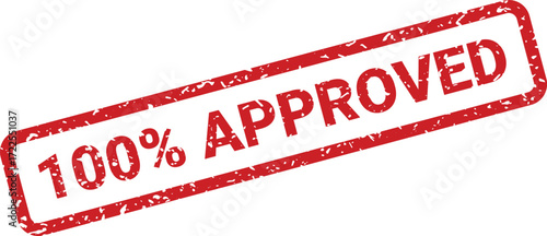 Tableau sur toile A red 100 percent approved stamp showcases a grunge texture and angled design