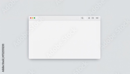 A blank browser window with minimal controls isolated on a gray background