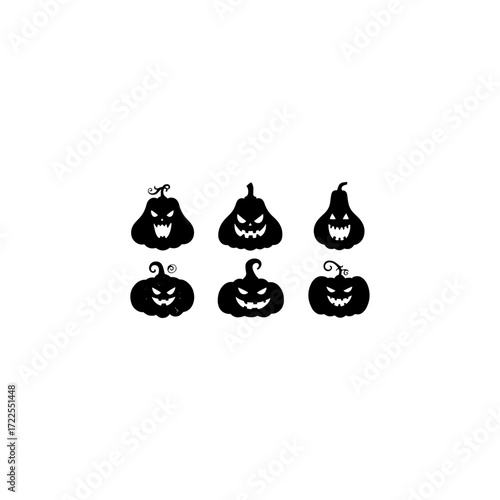 Halloween pumpkin silhouette set vector illustration. 