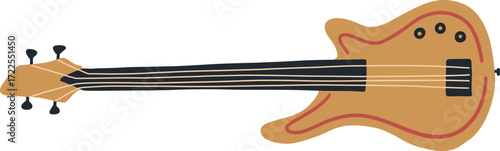 A flat illustration of a brown bass guitar