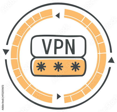 VPN Connection Safety Access Authentication with Secure Password Verification Circle