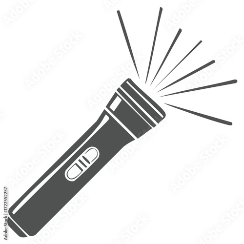 Flashlight Illustration Shining Beams for Adventure and Utility Gray Monochrome Graphic