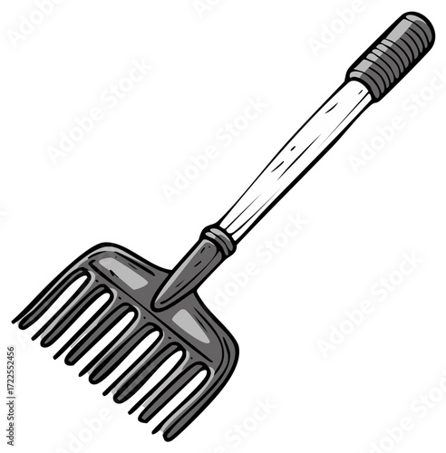 Garden Rake Tool Illustration for Yard Work and Landscaping