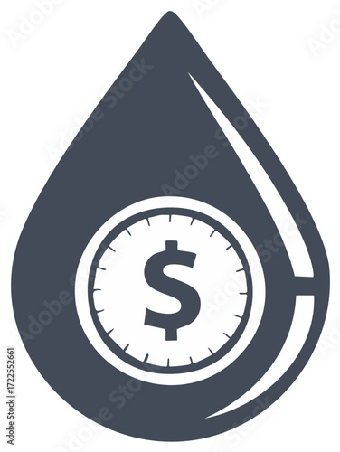 Drop with Dollar Sign and Clock Points Symbolizes Financial Leakages or Investment Times Opportunities