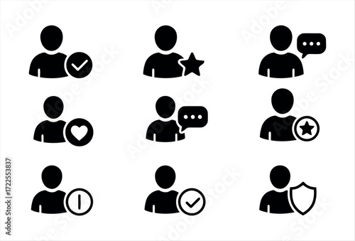 A simple and modern collection of user icons, designed to represent profiles, accounts, and identity features in digital platforms