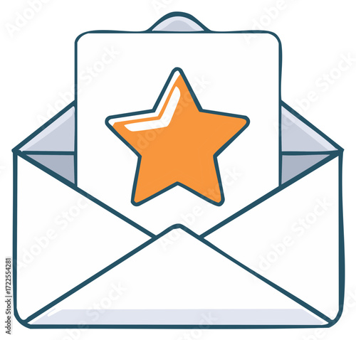 Envelope with Star Inside Newsletter Promotion Email Marketing Concept