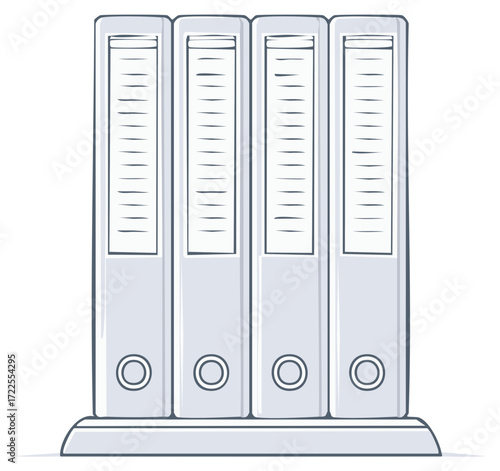 Stack of Office Files Sketch Illustration of Folders Containing Documents Lined Up