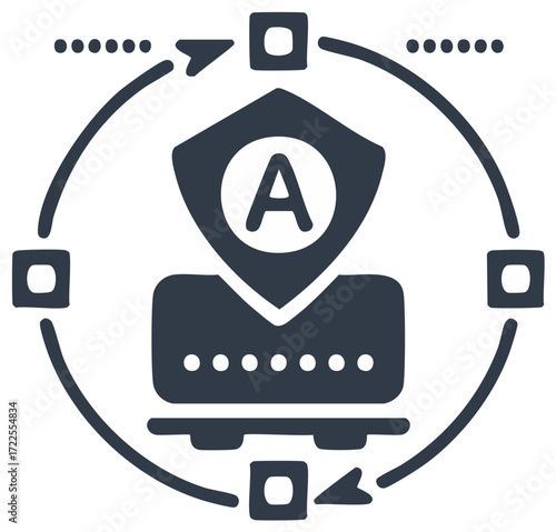 Digital identity protection and authentication process with security shield icon