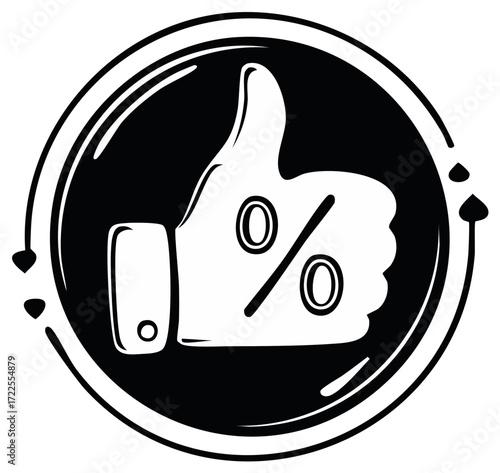 Thumb Up Percent Vector Icon, Sale Symbol