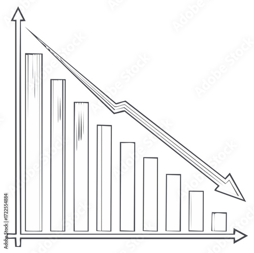 Downward trend financial graph sketch illustration