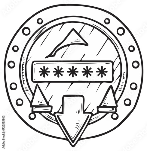 Secure password entry symbol representing digital security and data protection with a star symbol for access