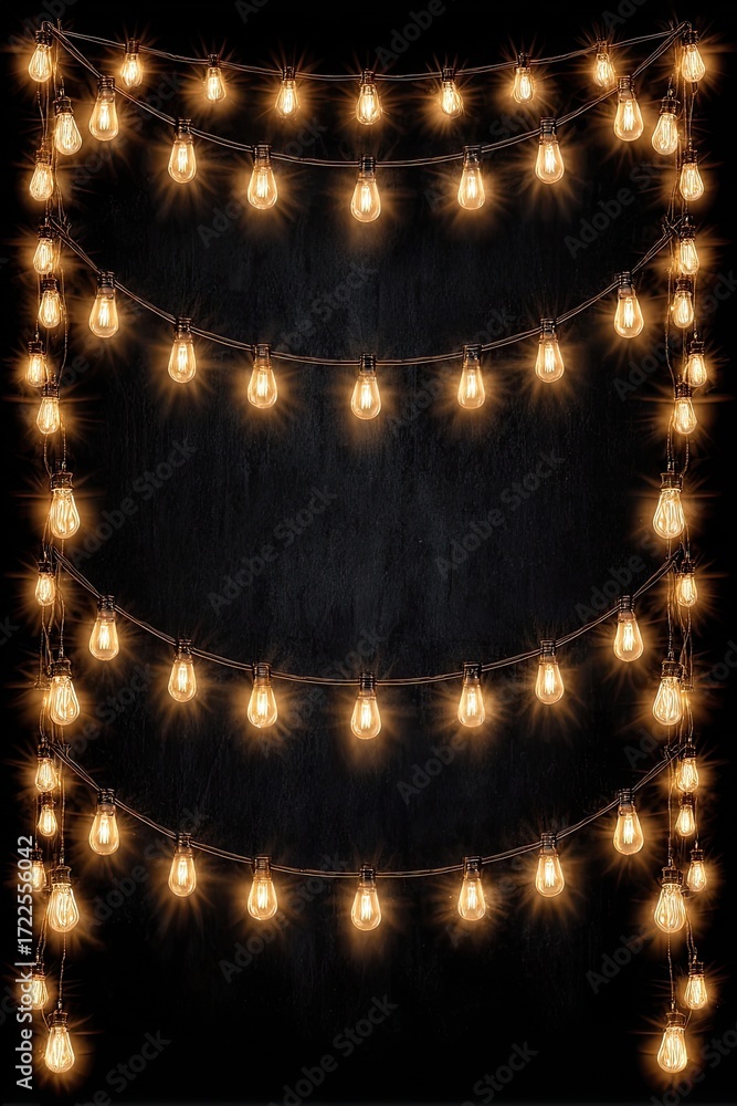 Obraz premium String lights on dark textured wall