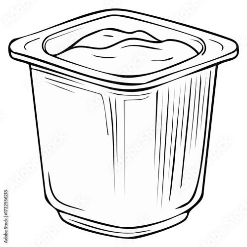 Simple Line Art Illustration of a Container Filled with Yogurt