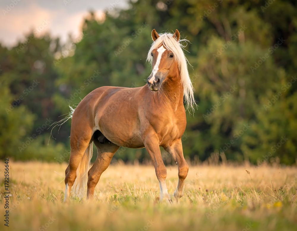 Obraz premium Horse in a golden field