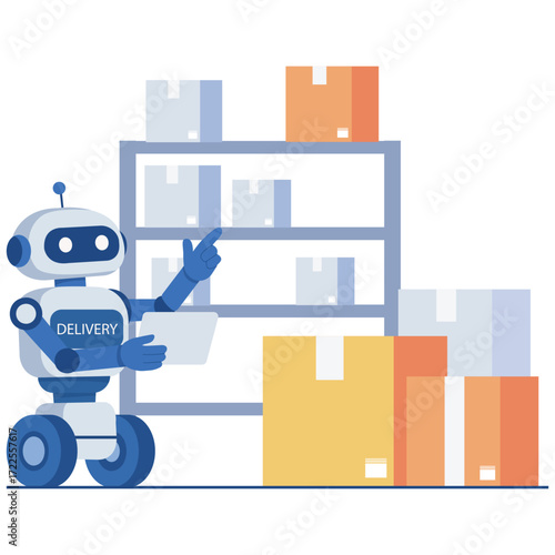 Robot with delivery boxes and shelves