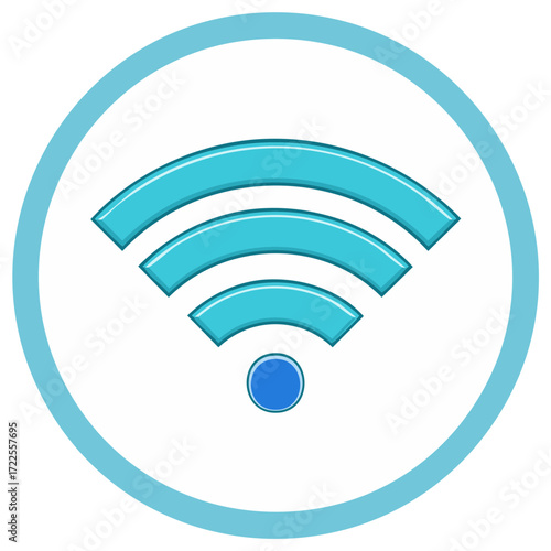 Wireless internet connection symbol in a light blue circle