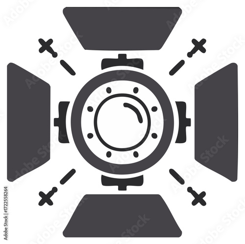 Stage light symbol theatrical spotlight lighting equipment icon graphic gray
