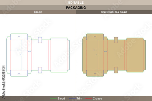 Custom dimensions positive mortise lock boxes with snap lock style packaging design template including editable carton dieline and structural die line