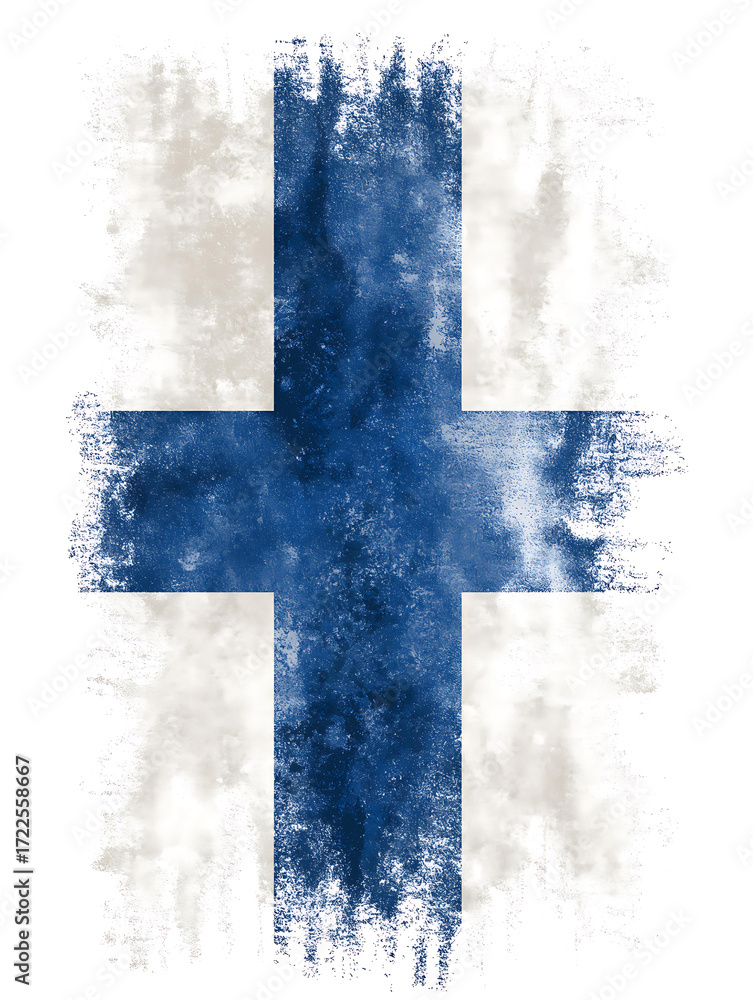 Obraz premium Finland Flag: Grunge Textured Blue and White Abstract Background Capturing National Symbol, Heritage, and Patriotic Identity in Modern Artistic Style