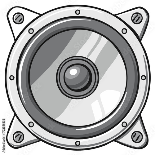 Monochrome Speaker Illustration of Sound Equipment Amplification and Retro Musical Instrument