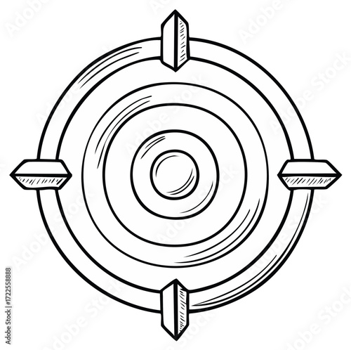 Target Aim Illustration, Concentric Circles, Aiming Reticle, Focus Icon, Navigation Tool, Pointing Device