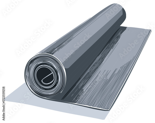 Gray rolled material partially unrolled abstract illustration vector
